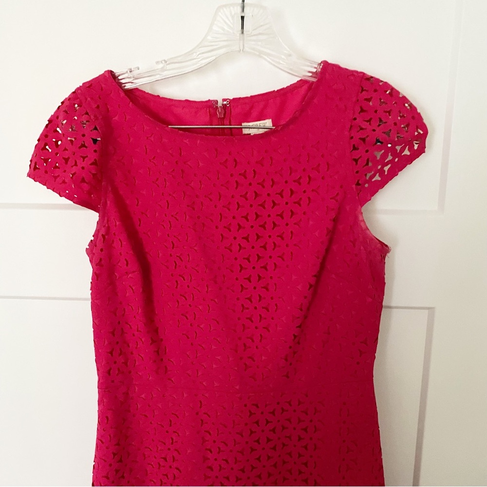 J. Crew Factory pink lazer cut cap sleeve dress size 4 - Picture 5 of 7